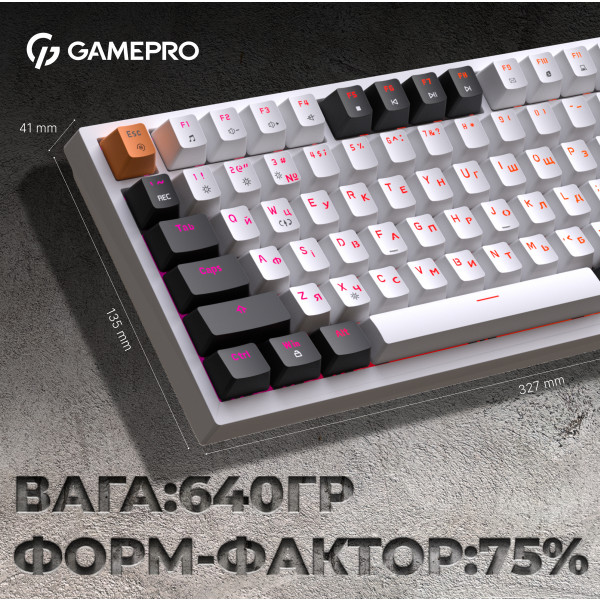 Фото - Клавиатура проводная игровая GamePro MK160W Hot-Swap Red Swich RGB White (MK160W)