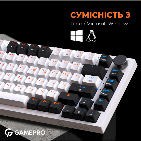 Фото - Клавиатура проводная игровая GamePro MK160W Hot-Swap Red Swich RGB White (MK160W)