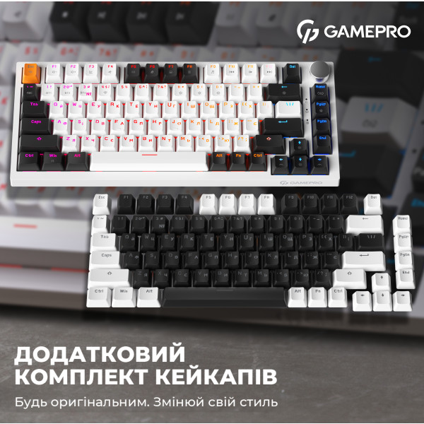 Фото - Клавиатура проводная игровая GamePro MK160W Hot-Swap Red Swich RGB White (MK160W)