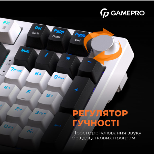 Фото - Клавиатура проводная игровая GamePro MK170W Hot-Swap Red Swich RGB White (MK170W)