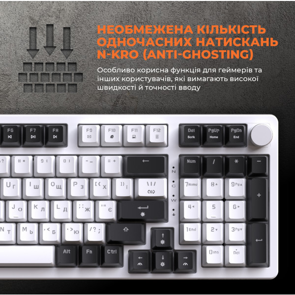 Фото - Клавиатура проводная игровая GamePro MK170W Hot-Swap Red Swich RGB White (MK170W)