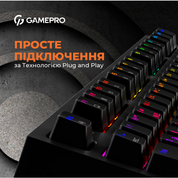 Фото - Клавіатура дротова ігрова GamePro MK180B Hot-Swap Red Swich RGB Black (MK180B)