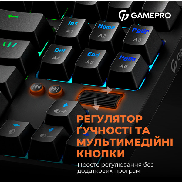 Фото - Клавіатура дротова ігрова GamePro MK180B Hot-Swap Red Swich RGB Black (MK180B)
