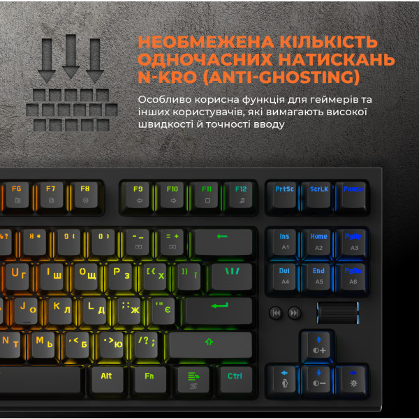 Фото - Клавіатура дротова ігрова GamePro MK180B Hot-Swap Red Swich RGB Black (MK180B)
