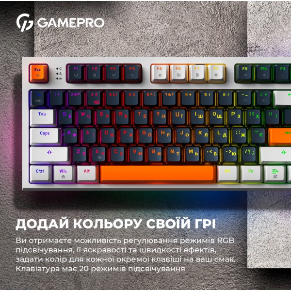 Фото - Клавіатура дротова ігрова GamePro MK180W Hot-Swap Red Swich RGB White (MK180W)