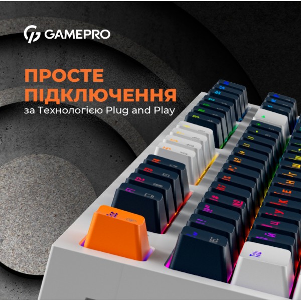Фото - Клавіатура дротова ігрова GamePro MK180W Hot-Swap Red Swich RGB White (MK180W)