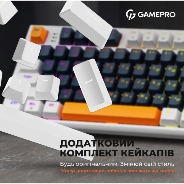 Фото - Клавіатура дротова ігрова GamePro MK180W Hot-Swap Red Swich RGB White (MK180W)