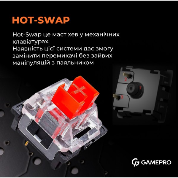 Фото - Клавіатура дротова ігрова GamePro MK180W Hot-Swap Red Swich RGB White (MK180W)