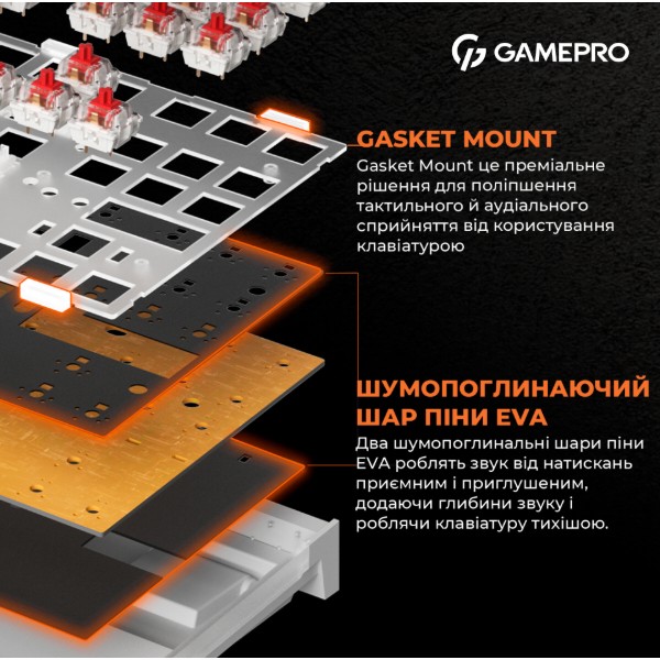 Фото - Клавіатура дротова ігрова GamePro MK180W Hot-Swap Red Swich RGB White (MK180W)