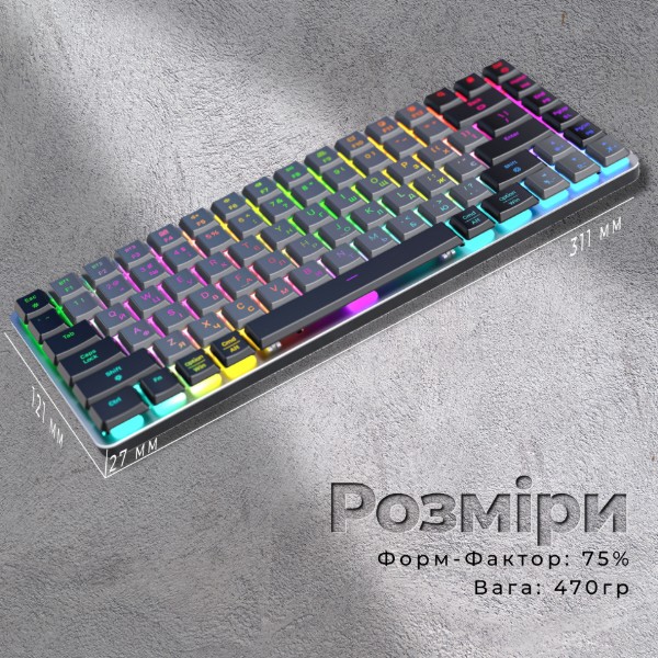 Фото - Клавіатура бездротова ігрова GamePro Red Switch Low Profile Wireless/Bluetooth/USB Dark Gray RGB (MK230R)