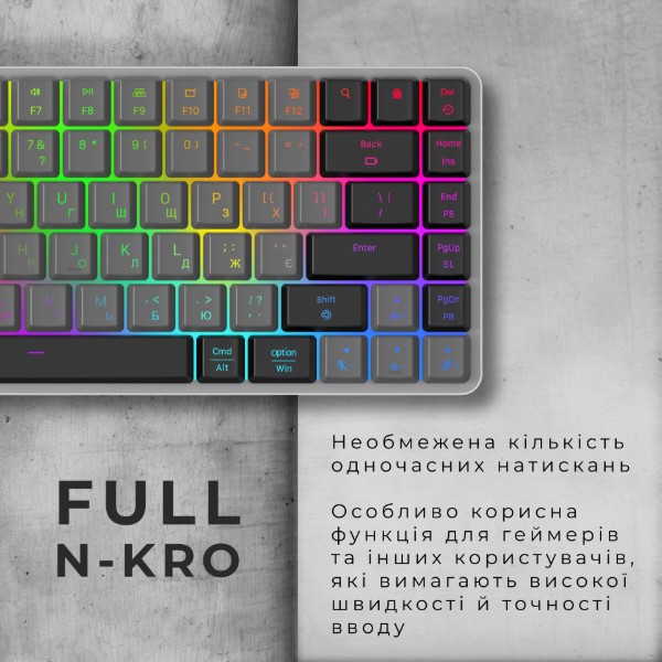 Фото - Клавіатура бездротова ігрова GamePro Red Switch Low Profile Wireless/Bluetooth/USB Dark Gray RGB (MK230R)