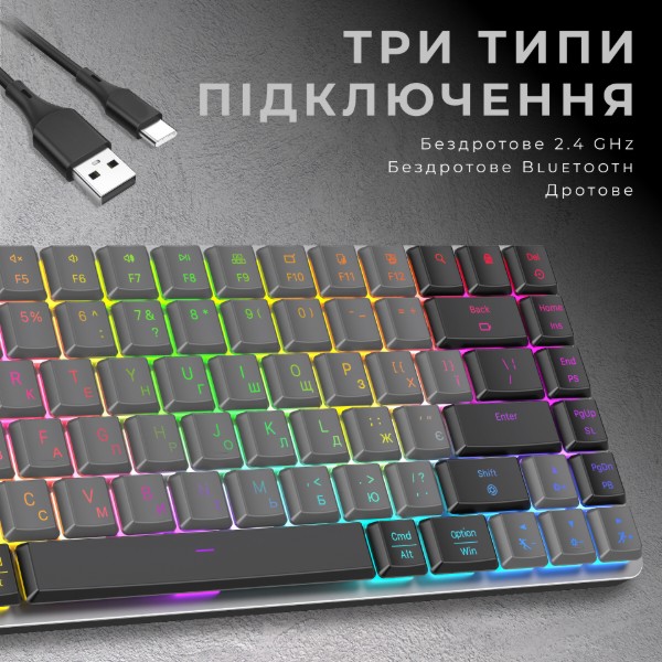 Фото - Клавіатура бездротова ігрова GamePro Red Switch Low Profile Wireless/Bluetooth/USB Dark Gray RGB (MK230R)