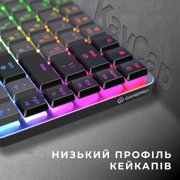 Фото - Клавіатура бездротова ігрова GamePro Red Switch Low Profile Wireless/Bluetooth/USB Dark Gray RGB (MK230R)
