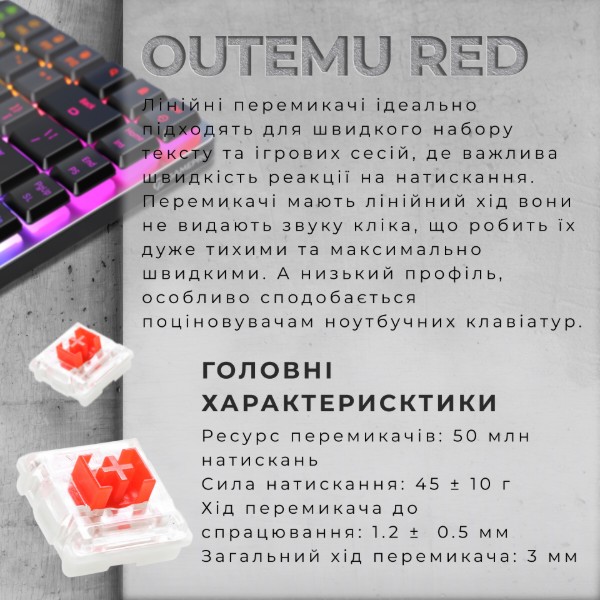 Фото - Клавіатура бездротова ігрова GamePro Red Switch Low Profile Wireless/Bluetooth/USB Dark Gray RGB (MK230R)