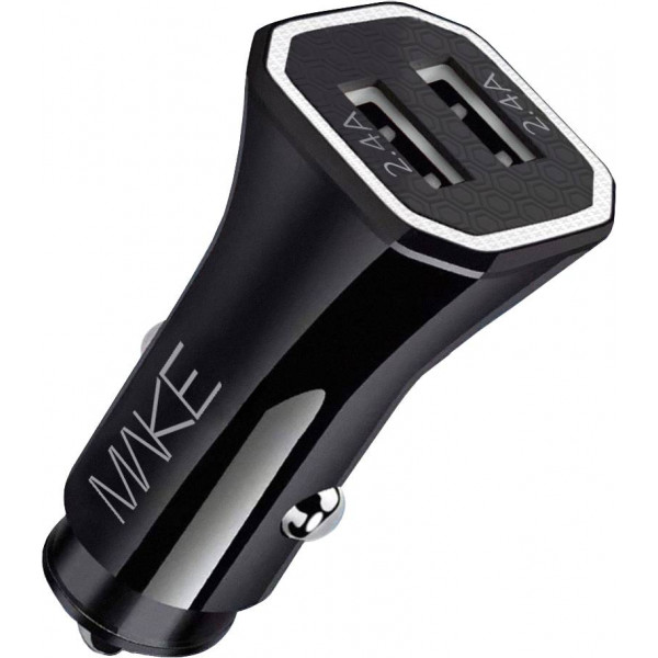 Фото - Автомобільний зарядний пристрій MAKE 12W 2.4A+2.4A Black (MCC-22BK)