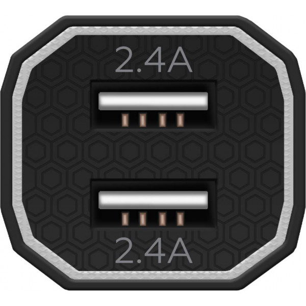 Фото - Автомобільний зарядний пристрій MAKE 12W 2.4A+2.4A Black (MCC-22BK)
