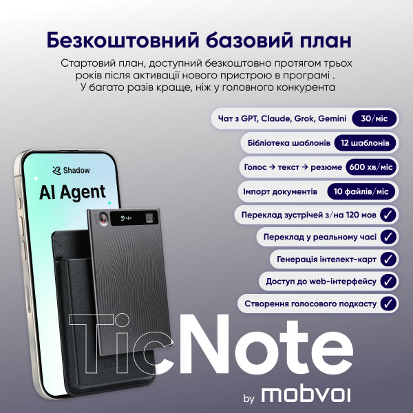 Фото - Диктофон MOBVOI TicNote c АІ (NE-79)