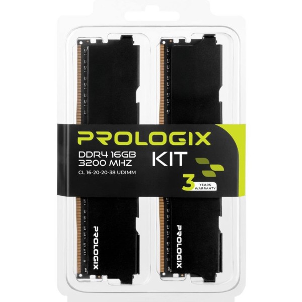 Фото - Память DDR ProLogix DDR4 2x8GB/3200 Black (PRO16GB3200B4K)