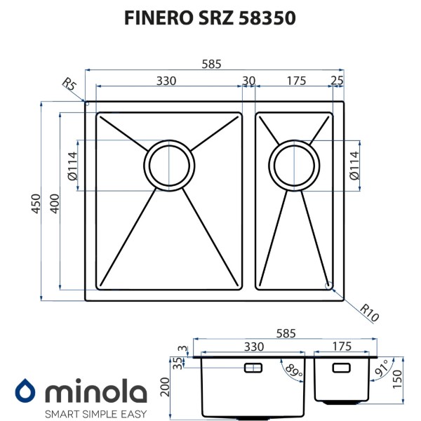 Фото - Мийка кухонна Minola Finero SRZ 58350