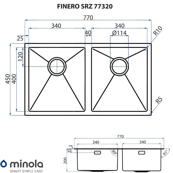 Фото - Мойка кухонная Minola Finero SRZ 77320
