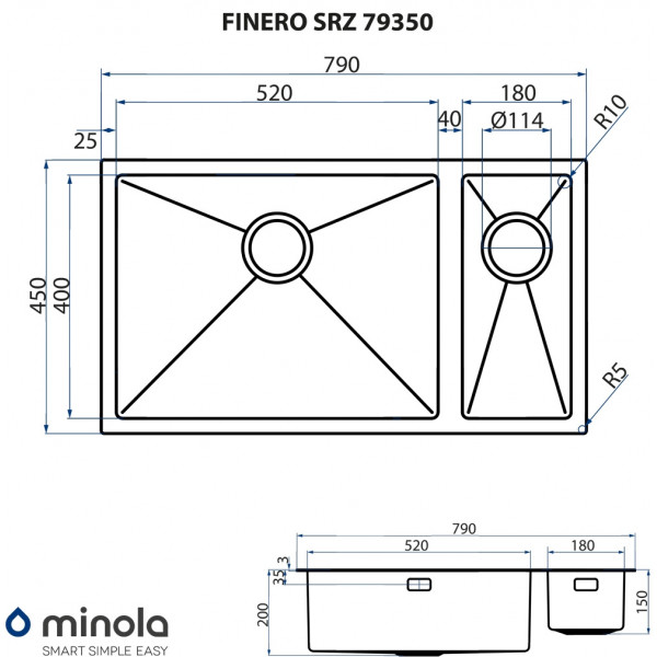 Фото - Мийка кухонна Minola Finero SRZ 79350