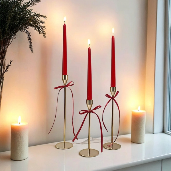 Фото - Свічка конусна Bolsius Червона 245/24, 4шт (350941)