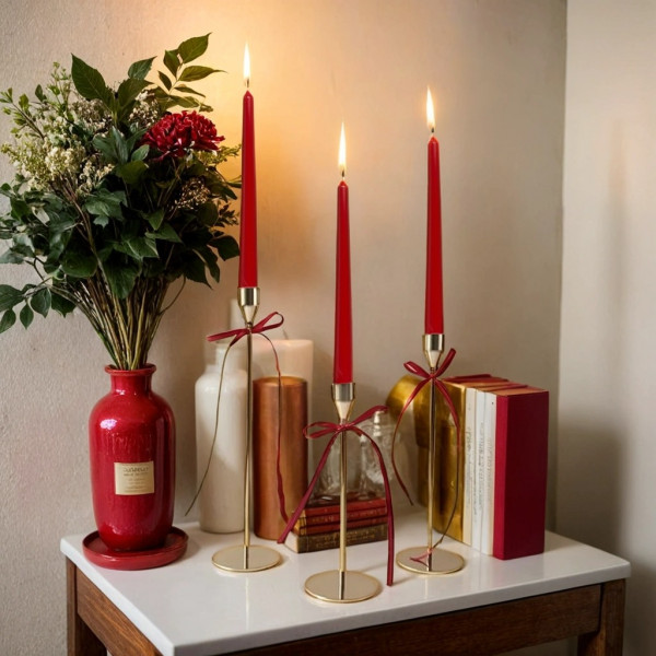 Фото - Свічка конусна Bolsius Червона 245/24, 4шт (350941)