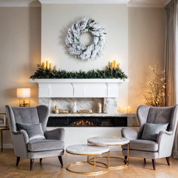 Фото - Вінок штучний YES! Fun Альпійський 70 см, засніжений (903607)