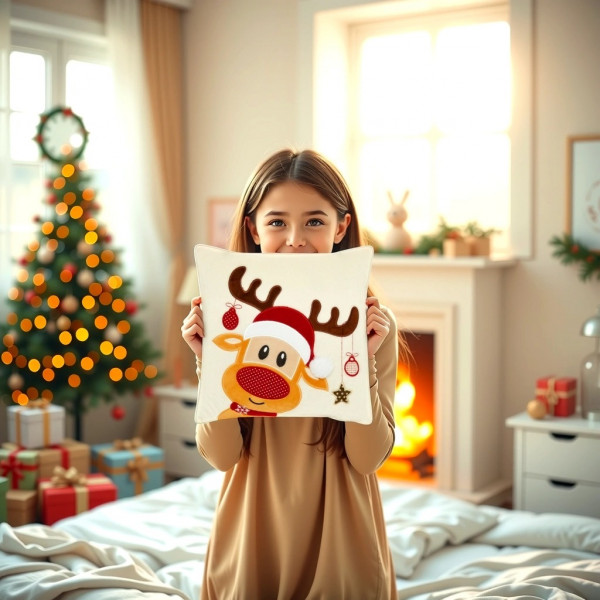 Фото - Подушка декоративная детская Tigres Рождественский олененок (ПД-0357)