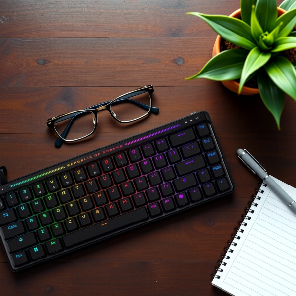 Фото - Клавіатура дротова ігрова Asus ROG Falchion Ace HFX, 68key, HFX Magnetic Switches, USB-A, EN, RGB, Black (90MP03VE-BKUA20)
