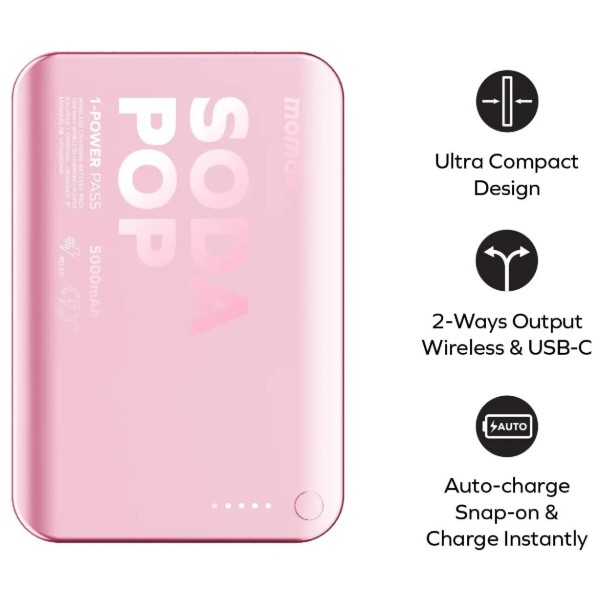 Фото - Батарея мобильная Momax 5000MAH PURPLE (IP165U)