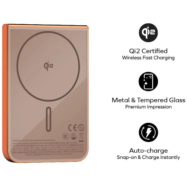 Фото - Батарея мобільна Momax 5000MAH SOLAR ORANGE (IP161Q2M)