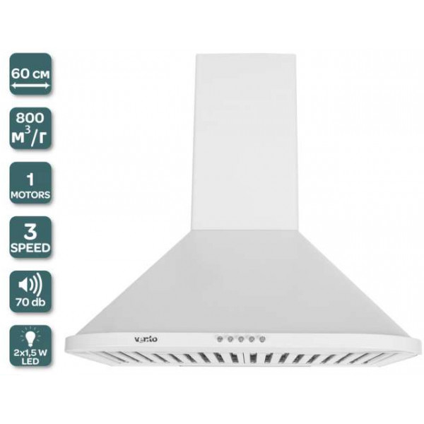 Фото - Витяжка декоративна біла Ventolux MONACO 60 WH (800)