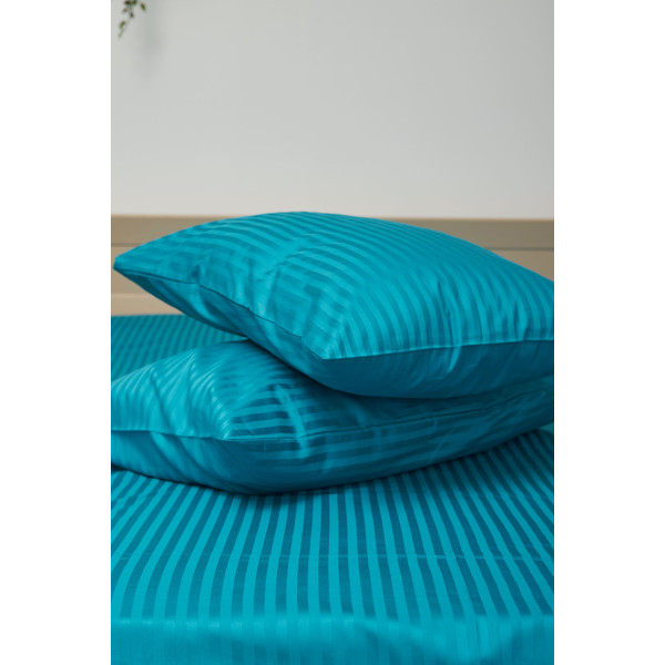 Фото - Комплект постільної білизни Moon&Star 200х220 см нав. 2х50х70 Turkish Blue Satin Stripe (MS-820000641)