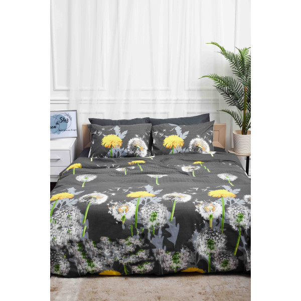 Фото - Комплект постільної білизни Moon&Star 143х210х2 нав. 2х70х70 Dandelion Black Бязь Gold Люкс (MS-820000932)