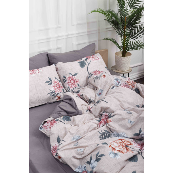 Фото - Комплект постільної білизни Moon&Star 200х220 см нав. 2х50х70 Flowers Gray Бязь Gold Люкс (MS-820001021)