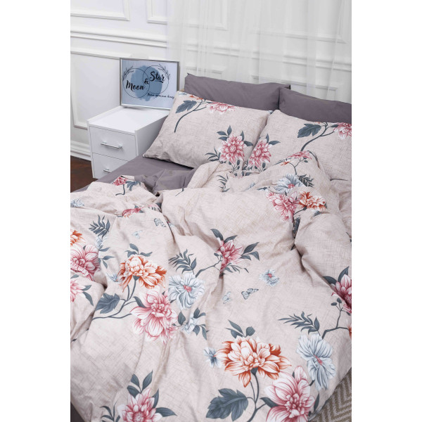 Фото - Комплект постільної білизни Moon&Star 200х220 см нав. 2х50х70 Flowers Gray Бязь Gold Люкс (MS-820001021)