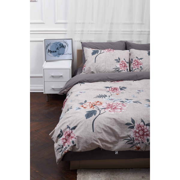 Фото - Комплект постільної білизни Moon&Star 200х220 см нав. 2х50х70 Flowers Gray Бязь Gold Люкс (MS-820001021)