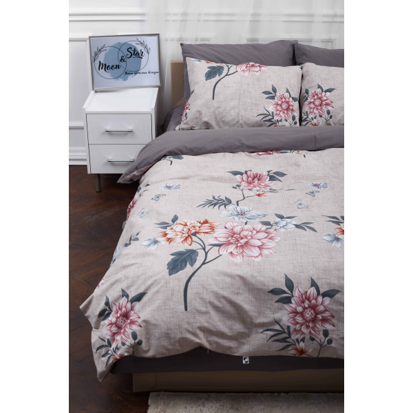Фото - Комплект постільної білизни Moon&Star 200х220 см нав. 2х50х70 Flowers Gray Бязь Gold Люкс (MS-820001021)