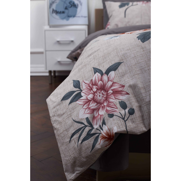 Фото - Комплект постільної білизни Moon&Star 200х220 см нав. 2х50х70 Flowers Gray Бязь Gold Люкс (MS-820001021)