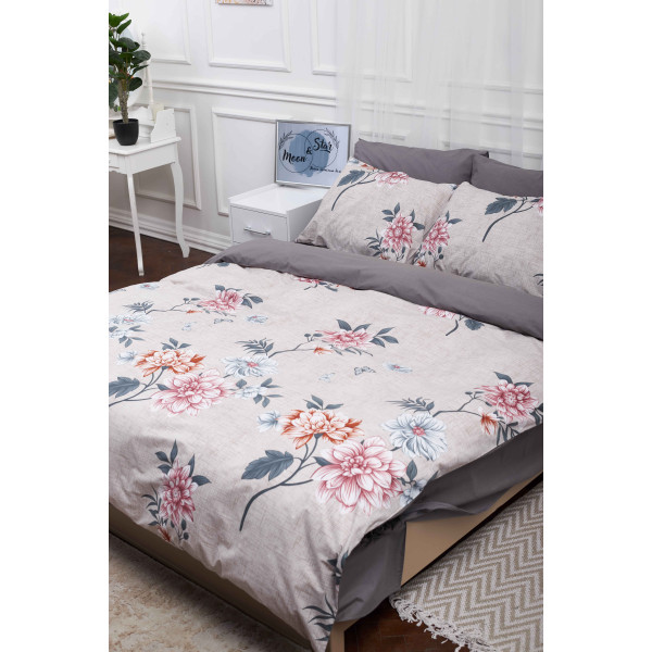 Фото - Комплект постільної білизни Moon&Star 200х220 см нав. 2х50х70 Flowers Gray Бязь Gold Люкс (MS-820001021)