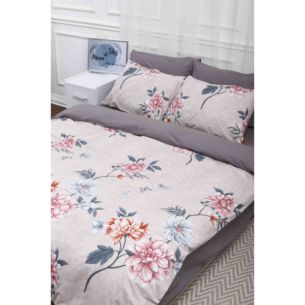 Фото - Комплект постільної білизни Moon&Star 200х220 см нав. 2х50х70 Flowers Gray Бязь Gold Люкс (MS-820001021)