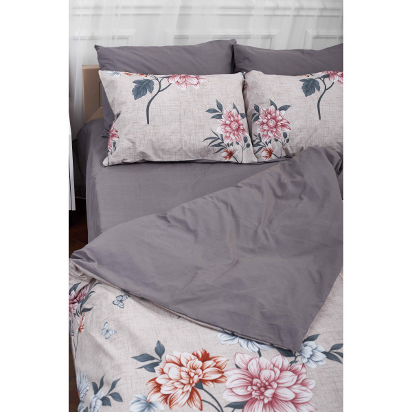 Фото - Комплект постільної білизни Moon&Star 200х220 см нав. 2х50х70 Flowers Gray Бязь Gold Люкс (MS-820001021)