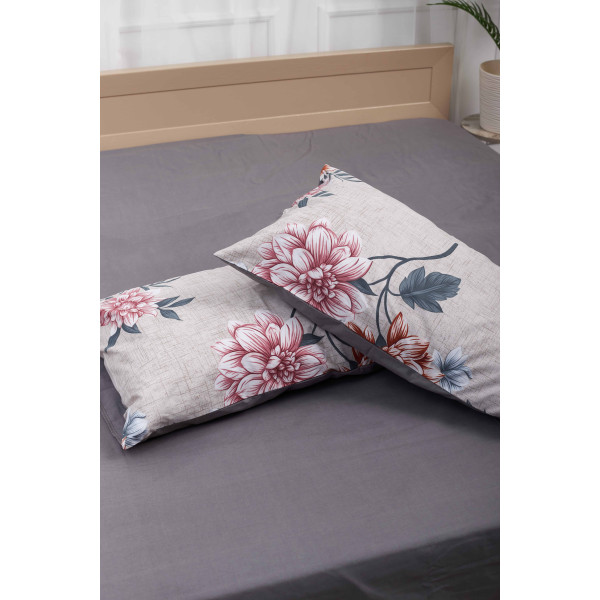 Фото - Комплект постільної білизни Moon&Star 200х220 см нав. 2х50х70 Flowers Gray Бязь Gold Люкс (MS-820001021)