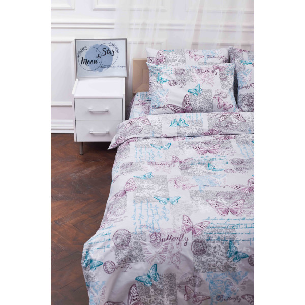 Фото - Комплект постільної білизни Moon&Star 160х220х2 нав. 2х40х60 Butterfly Бязь Gold Люкс (MS-820000900)