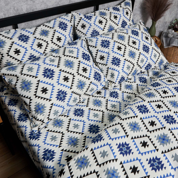 Фото - Комплект постільної білизни Moon&Star Бязь Gold Люкс Blue Mosaic King Size 220x240 (MS-820005989)