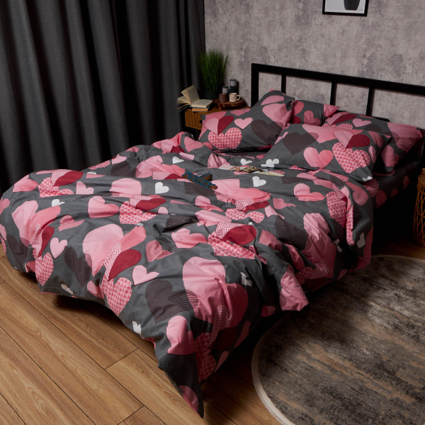 Фото - Комплект постільної білизни Moon&Star Бязь Gold Люкс Blush Love 160х220 нав. 4х50х70 (MS-820008808)