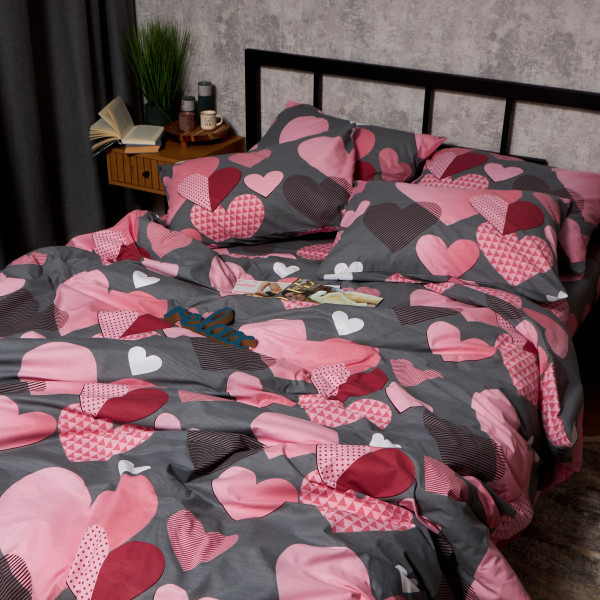 Фото - Комплект постільної білизни Moon&Star Бязь Gold Люкс Blush Love 160х220 нав. 4х50х70 (MS-820008808)