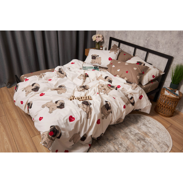 Фото - Комплект постільної білизни Moon&Star Бязь Gold Люкс Bulldog Love King Size 220x240 (MS-820005707)