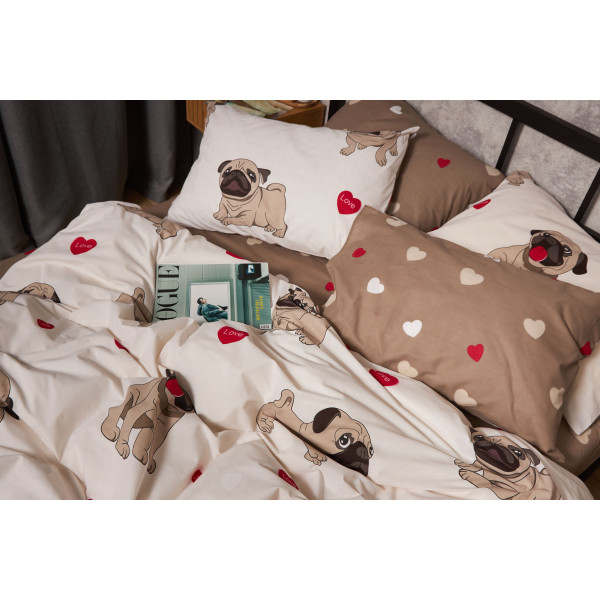 Фото - Комплект постільної білизни Moon&Star Бязь Gold Люкс Bulldog Love King Size 220x240 (MS-820005708)